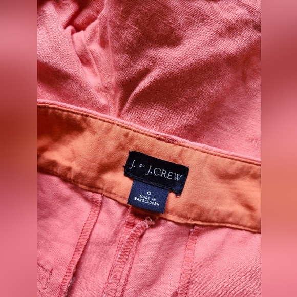 J Crew Coral Linen Scalloped Petal Hem Women Shorts - Picture 4 of 5